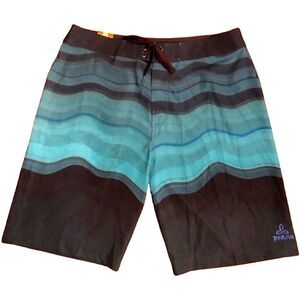 PRANA Sediment UPF 30 Board Short with Stretch, Size 36, Blue & Green